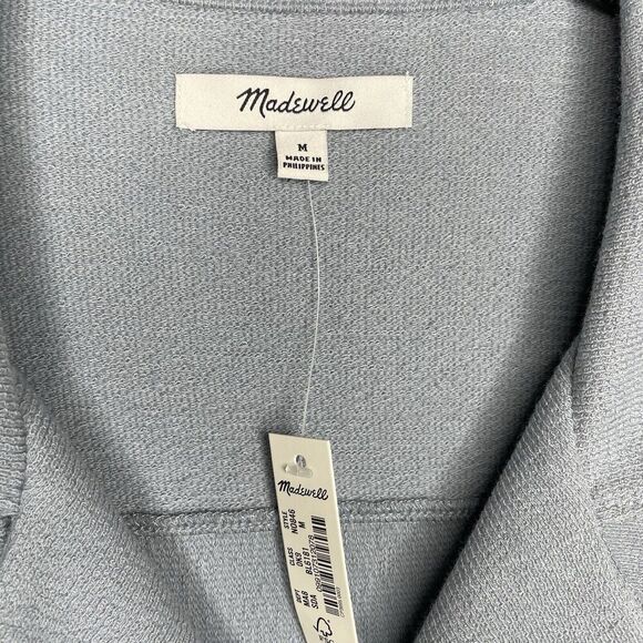 MADEWELL Shirt Men Medium East Short Sleeve Jacquard NEW Blue Button Up NO846 - Picture 9 of 12